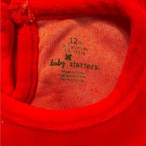 Baby Starters Red Girl Velour Daddy’s Valentine top with bell bottoms size 12M - Picture 9 of 9
